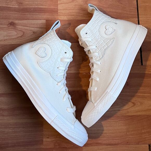 NEW Womens Size 8.5 Converse Chuck Taylor Egret High Western Embroidery Shoe - Picture 2 of 11